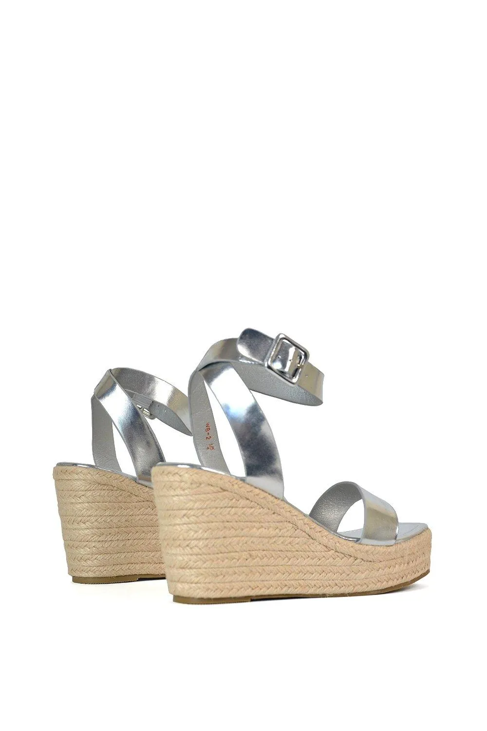 Босоножки 'Linda' на плетеной танкетке на платформе с ремешками XY London, цвет metallic silver — фото 4
