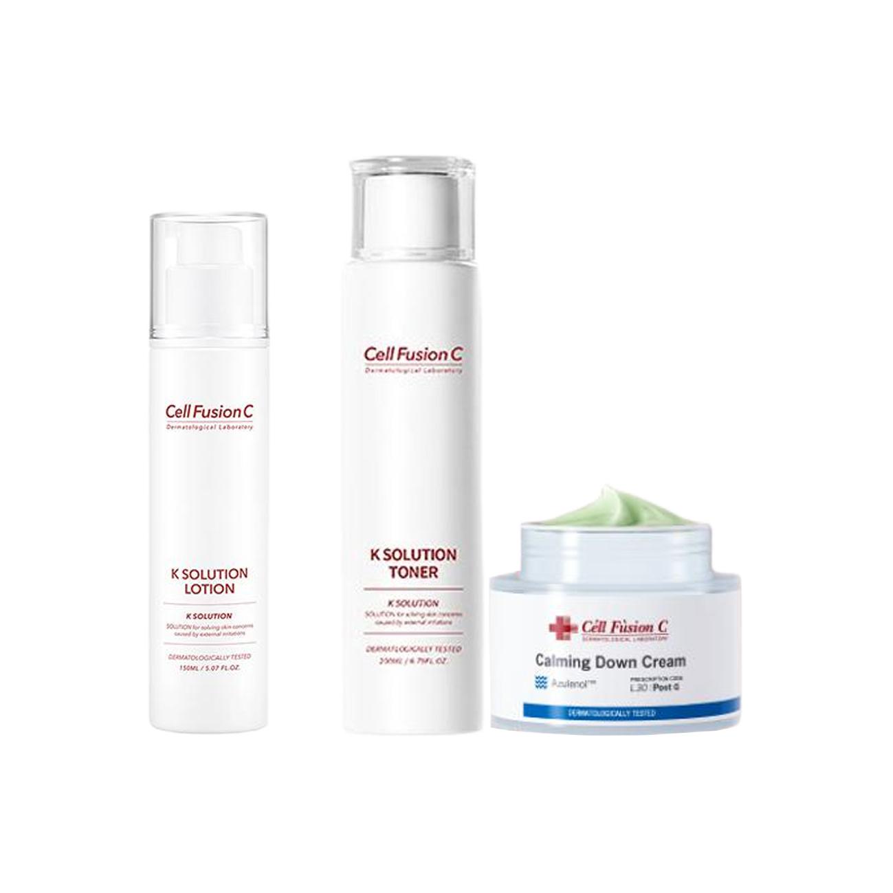 

Теплый и увлажняющий очищающий и тонизирующий набор для ухода за кожей увлажняющий 130мл+150мл+200мл Cell Fusion C