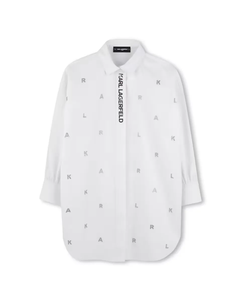 

Белое хлопковое платье для девочки Karl Lagerfeld Kids, белый