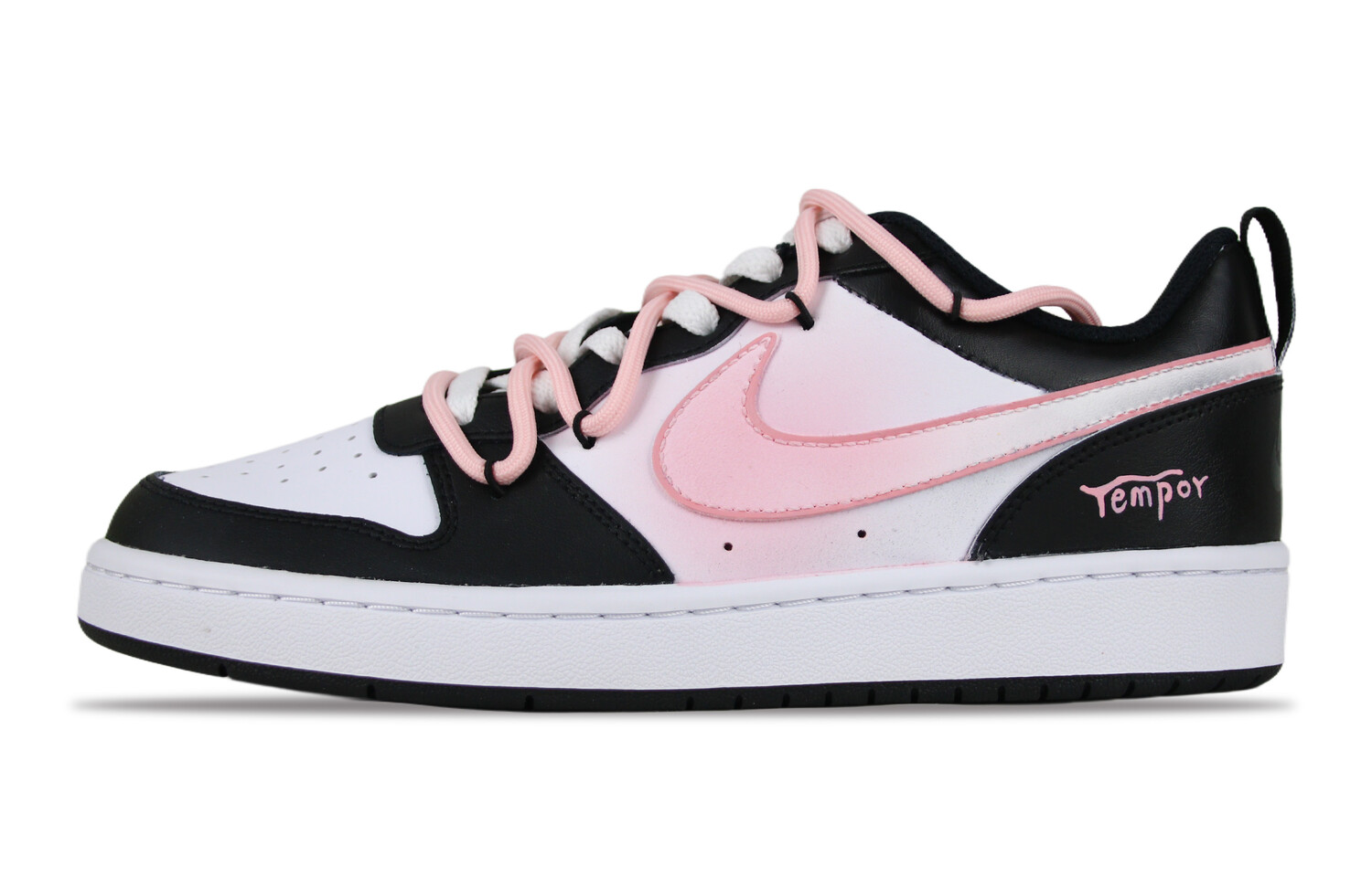 

Кроссовки Nike Court Borough Skateboard Shoes Women's Low-Top Black White Pink, Черный, Кроссовки Nike Court Borough Skateboard Shoes Women's Low-Top Black White Pink