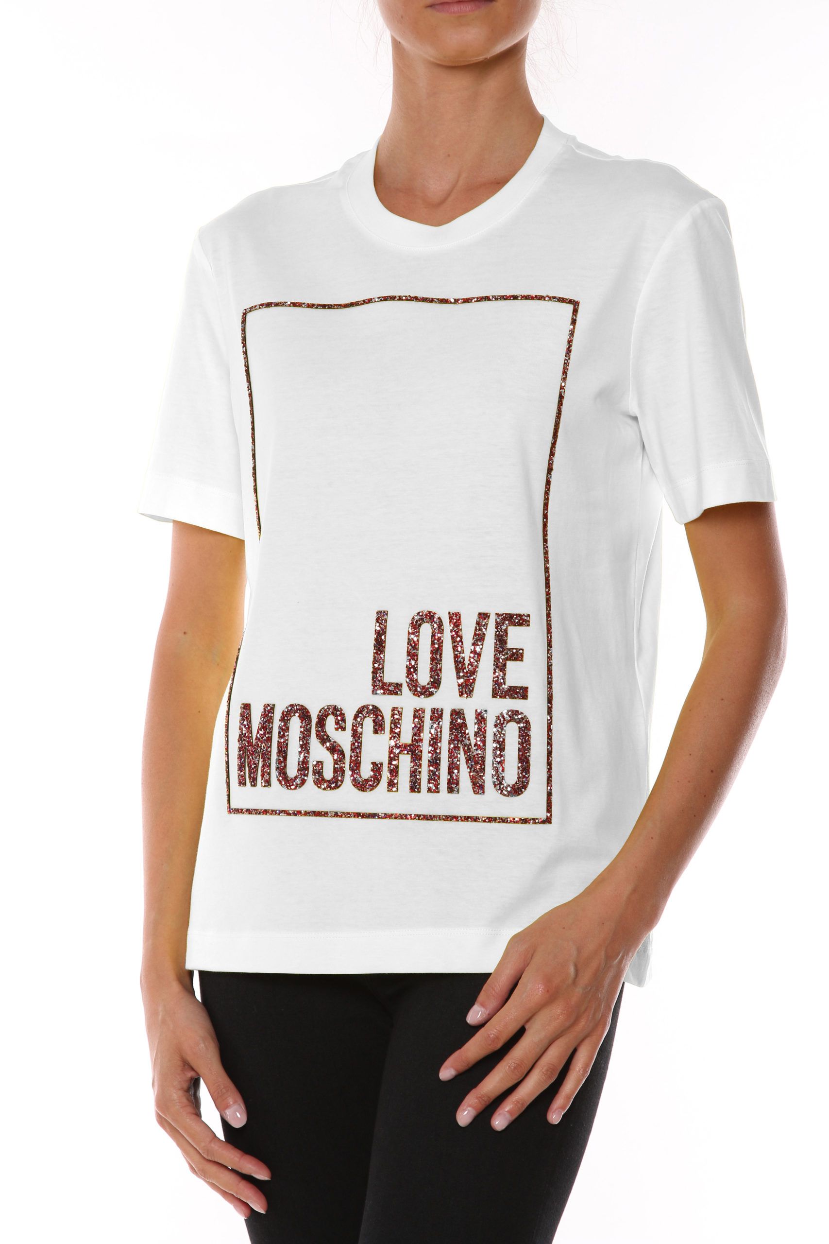 

Белый хлопковый женский топ LOVE MOSCHINO