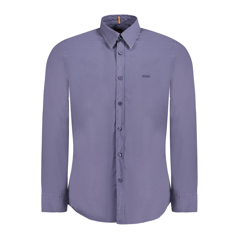 

Синяя хлопковая рубашка Hugo Boss, синий