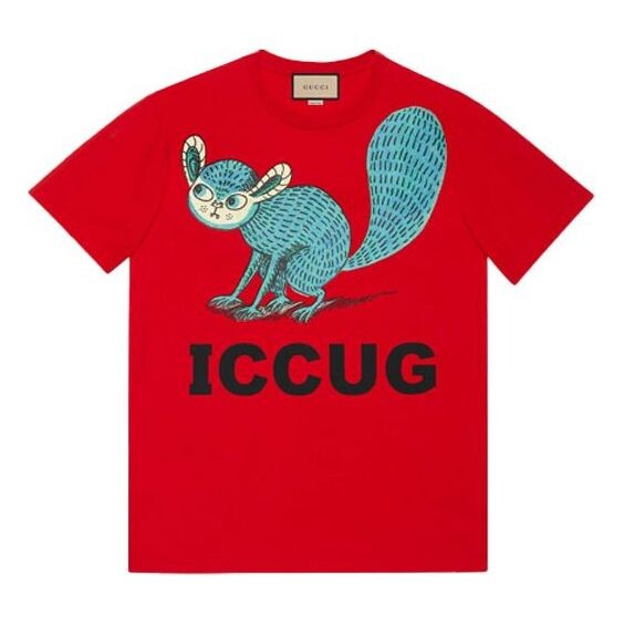 

Футболка x freya hartas fw21 crossover animal printing short sleeve red Gucci, красный