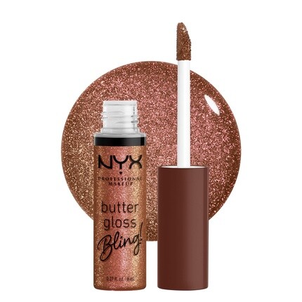 

NYX PROFESSIONAL MAKEUP Butter Gloss Bling Lip Gloss Нелипкий и блестящий веганский макияж для губ Hustla