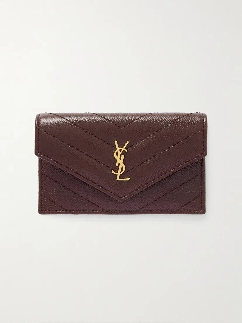 Кошелек Cassandre из стеганой текстурированной кожи SAINT LAURENT, бордовый