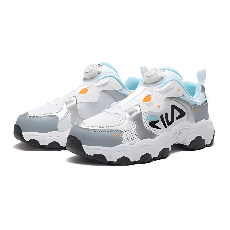 Футболка FILA KIDS с принтом кошачьей лапы, бело-серая — фото 2