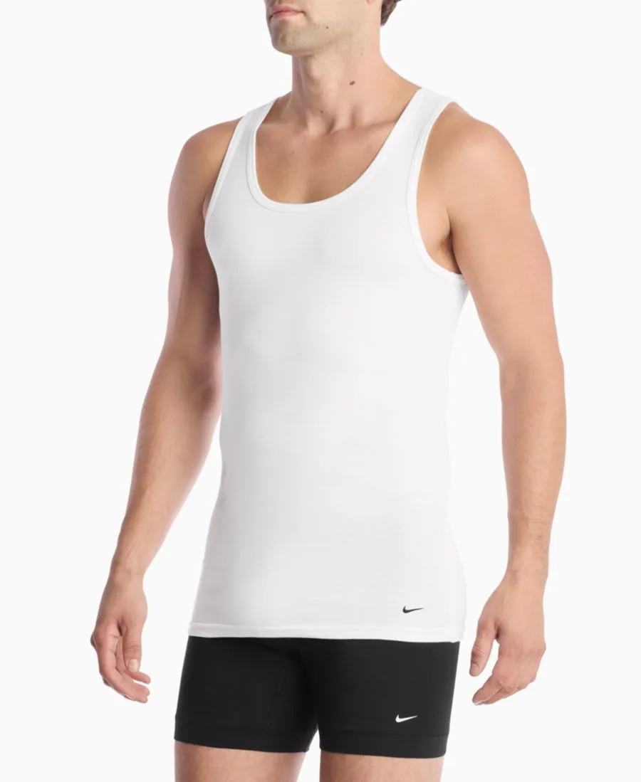 Мужские эластичные ребристые майки-топы Essential, комплект из 2 штук Nike, белый — фото 3