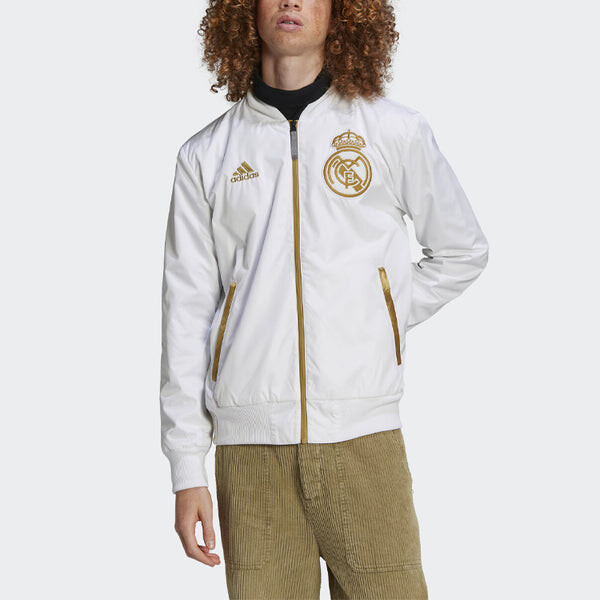 Куртка adidas Real Lny Bomber limited Real Madrid Soccer/Football logo Sports Jacket White, белый — фото 3