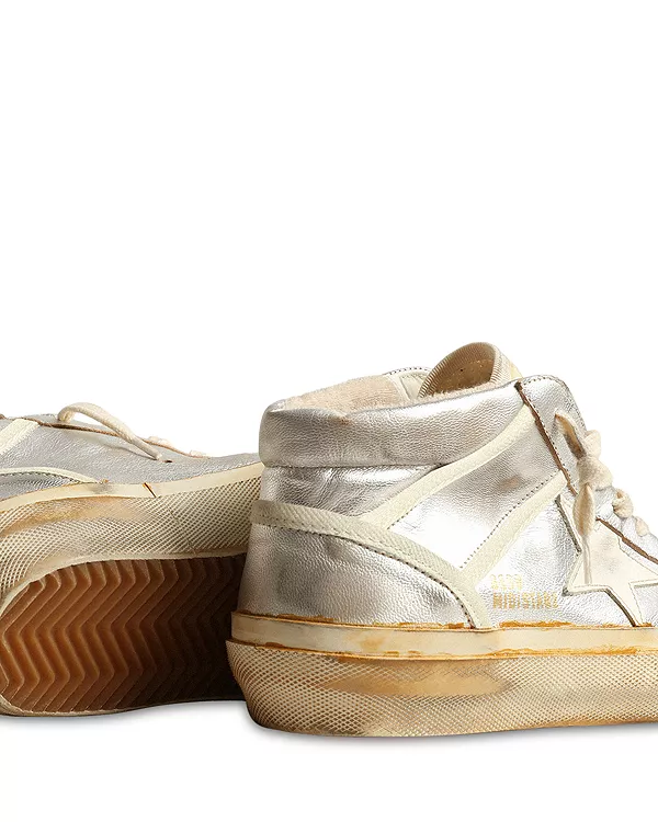 Мужские кроссовки Mid Star 2 с ламинированным покрытием Golden Goose, серебряный — фото 4