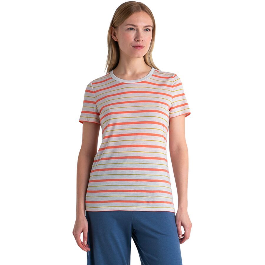 

Футболка Icebreaker Wave Stripe Short-Sleeve Icebreaker, Ecru Heather/Tang/Lux/S
