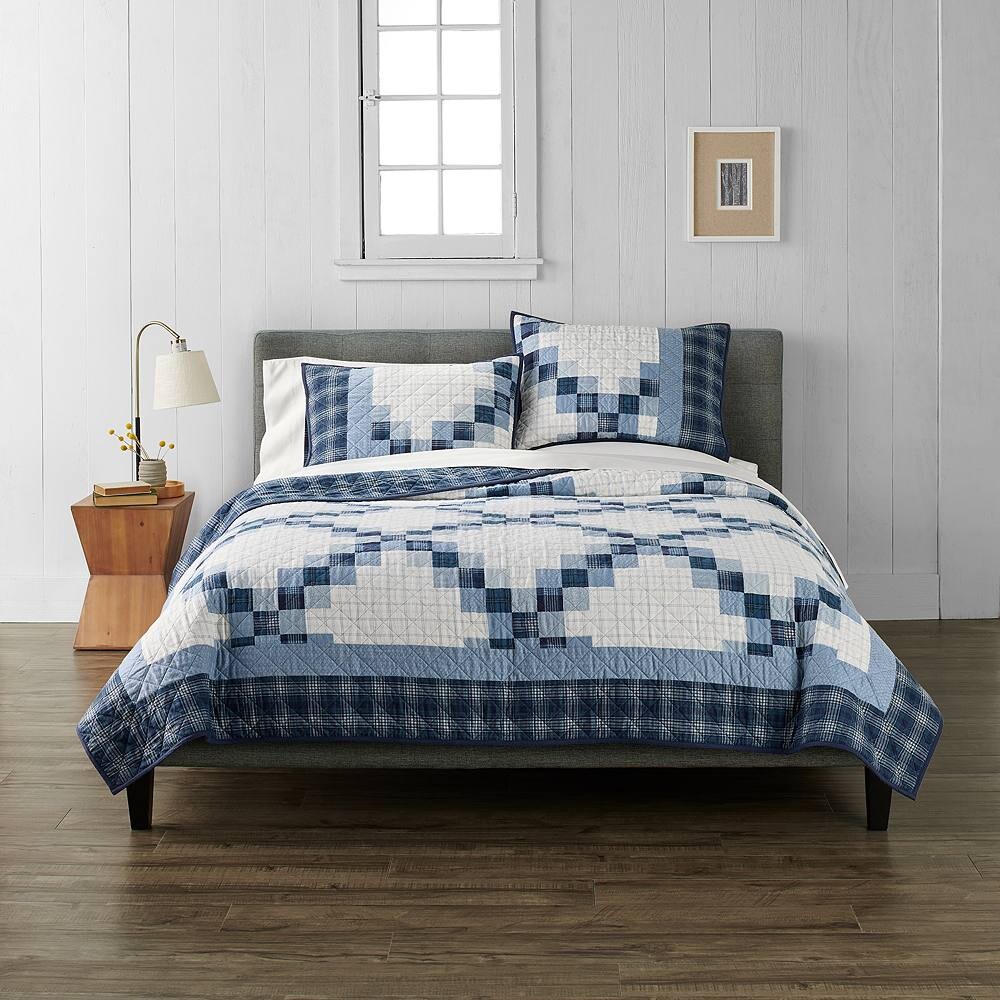 

Комплект лоскутных одеял в клетку Cuddl Duds с накладками, цвет Navy Patchwork