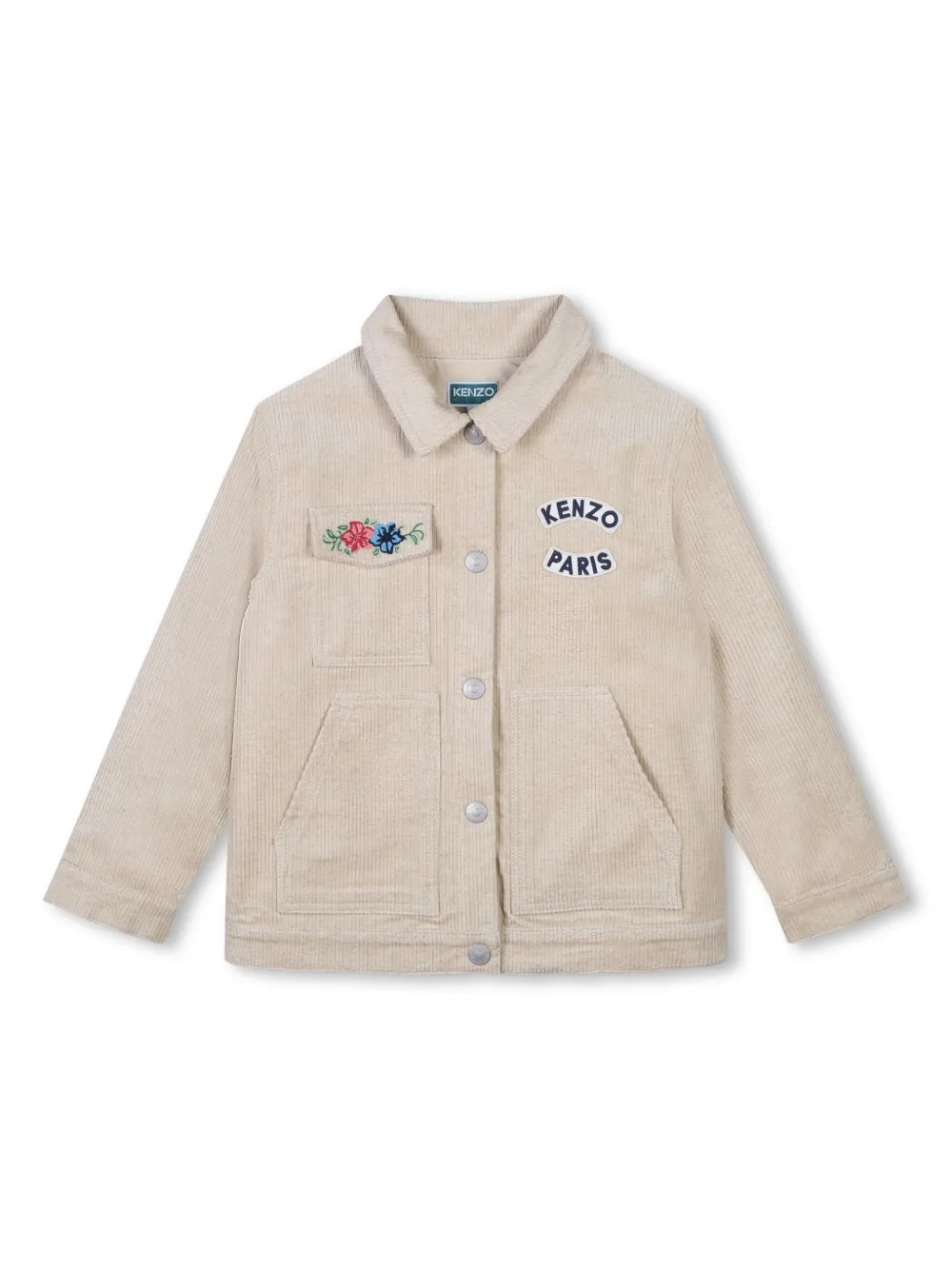 

Вельветовая куртка с вышитым логотипом Kenzo Kids, нейтральный