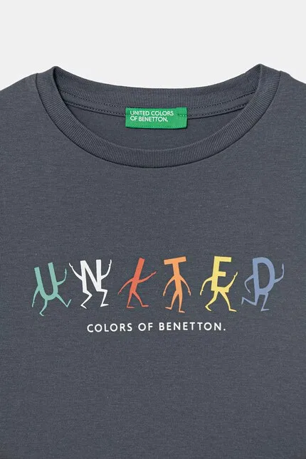 Футболка детская с коротким рукавом United Colors of Benetton, синий — фото 3