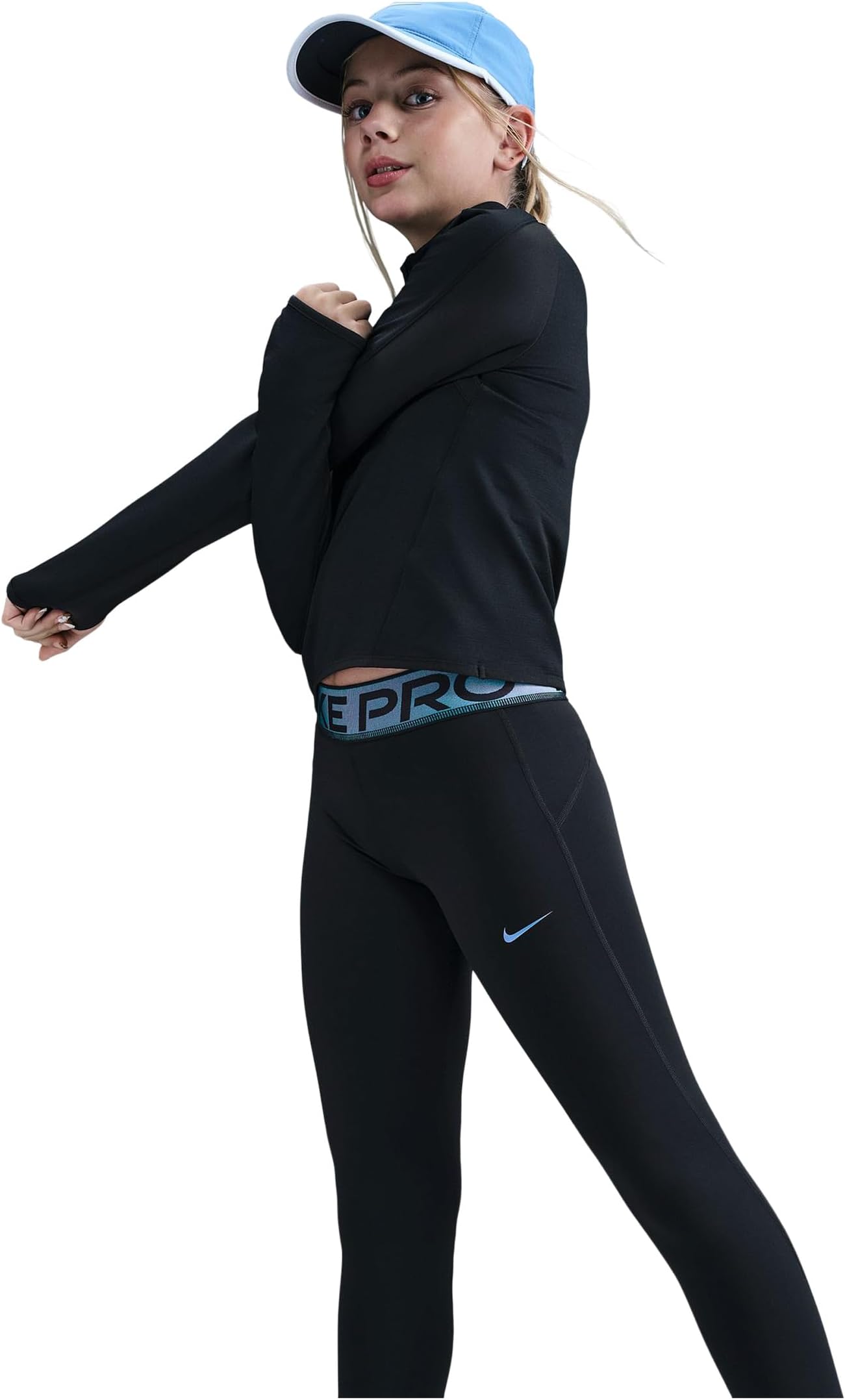 Леггинсы Pro Dri-FIT с блестящими вставками Nike Kids, Black — фото 4