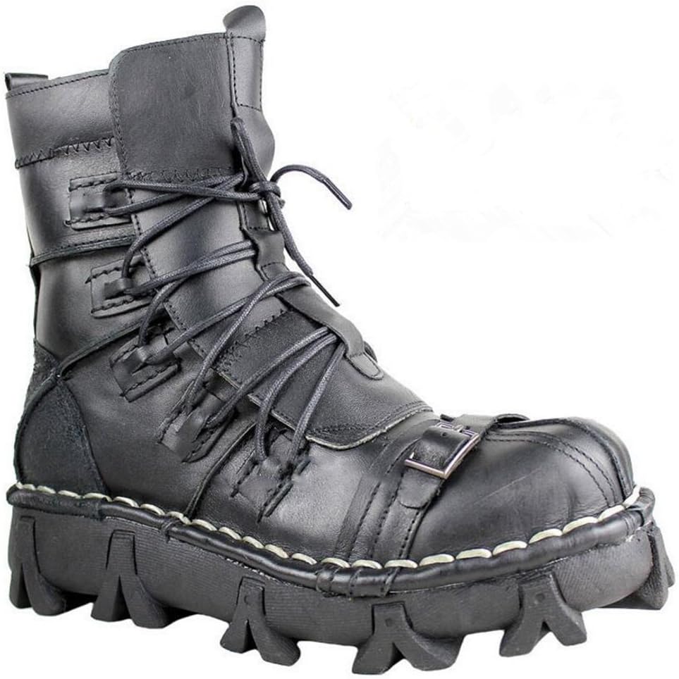 

Мужские коричневые армейские ботинки Lorie & Knight из натуральной кожи, с шнуровкой, панк, для мотоциклистов, черный