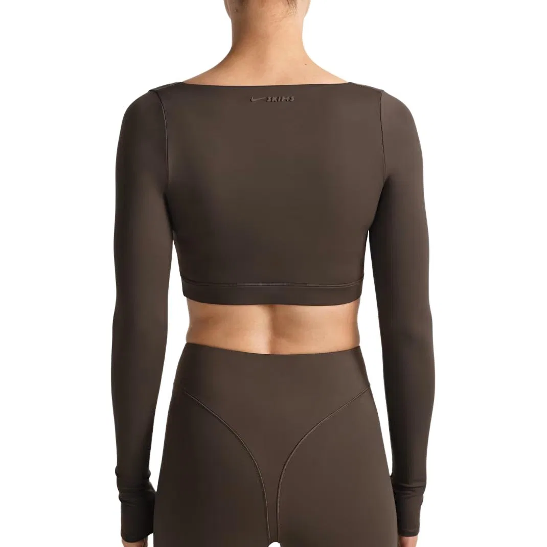 Топ с длинным рукавом матовый женский SKIMS Wrap Nike, NSKM Dark Umber — фото 3
