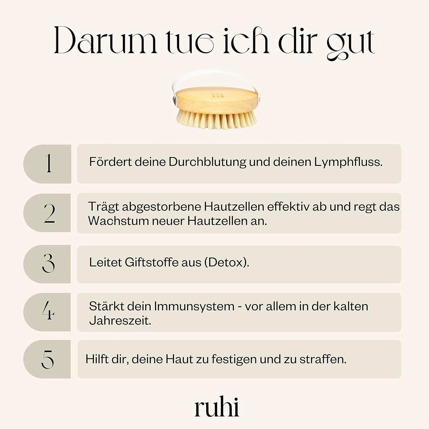 Круглая щетка для тела Cellia со 100% натуральной щетиной Ruhi — фото 4