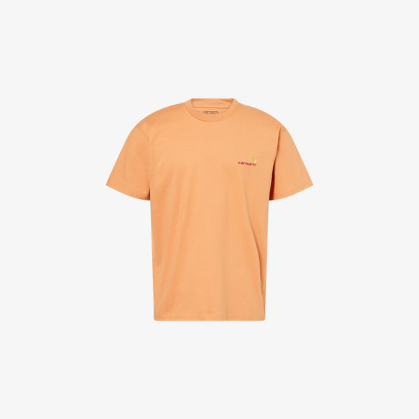 

Футболка из хлопкового джерси с надписью American script и круглым вырезом Carhartt Wip, цвет redhaven