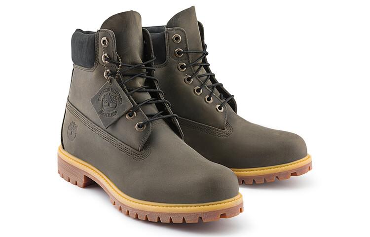 Мужские уличные ботинки Timberland из кожи, темно-серый — фото 4