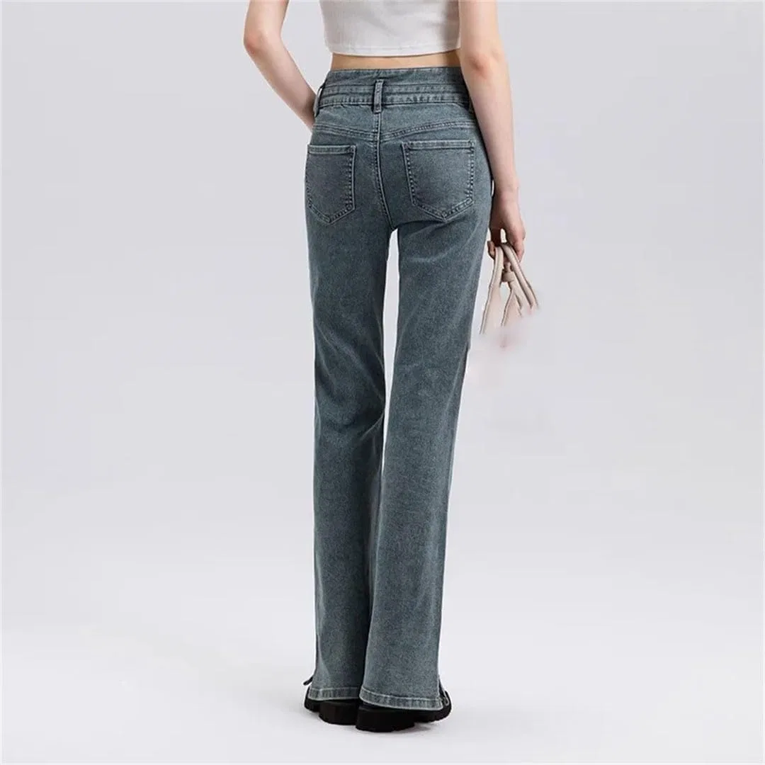 Джинсы клеш Women High Waisted Flare Jeans Light Blue — фото 4