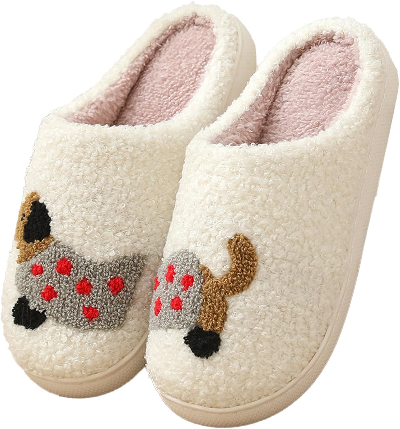 

Женские и мужские домашние тапочки с милым мультяшным дизайном, ретро, мягкие плюшевые, легкие, удобные для ношения дома и на улице, тапочки с противоскользящей подошвой Oukisam, Spotted Dog
