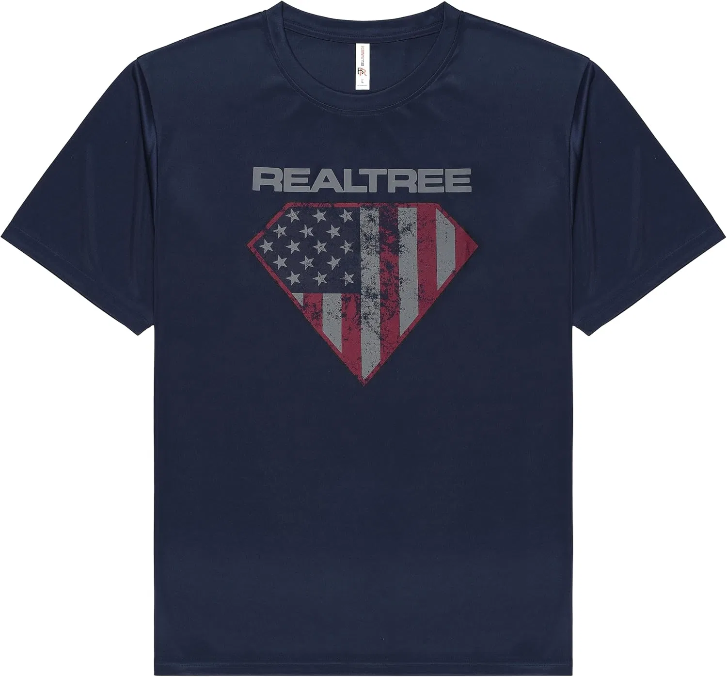 Bell Rangers Футболка с длинными рукавами и графическим принтом Realtree USA Flag, унисекс, с круглым вырезом, камуфляжная, 100% полиэстер, патриотическая одежда для активного отдыха