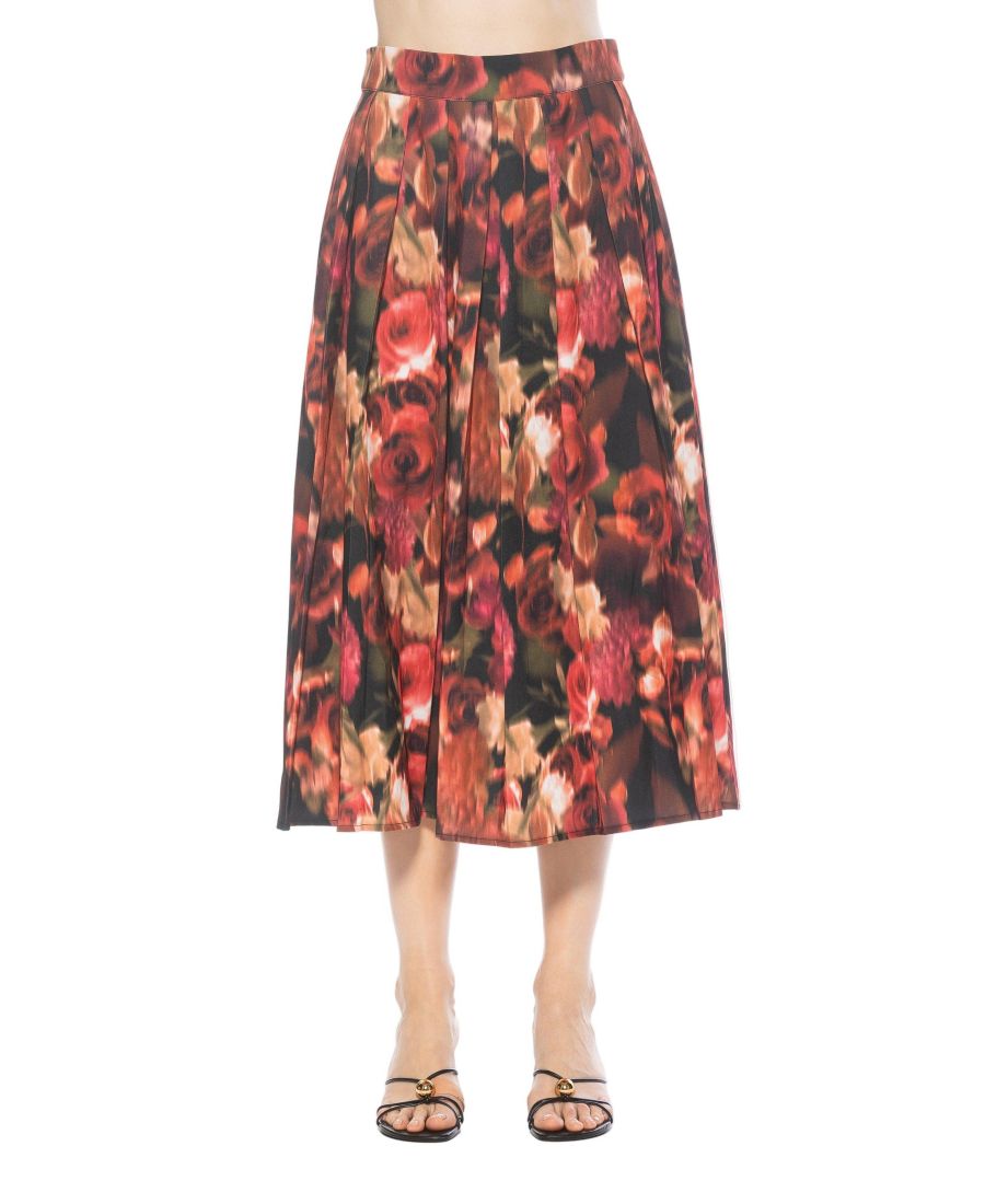 

Женская длинная плиссированная юбка миди Oren Alexia Admor, Red floral