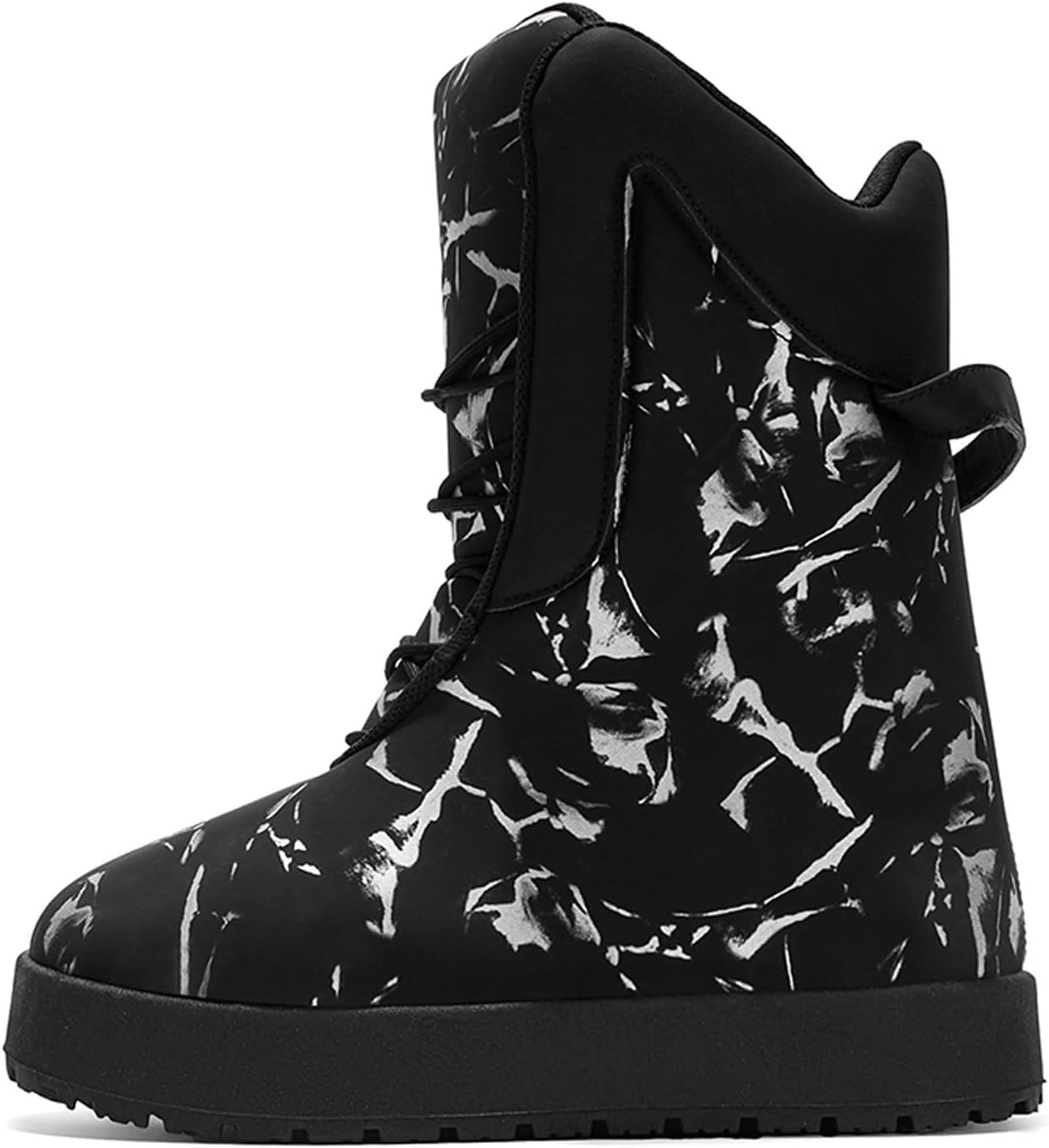 

Мужские зимние походные водонепроницаемые повседневные большие снежные ботинки на платформе с круглым носком Generic, черный