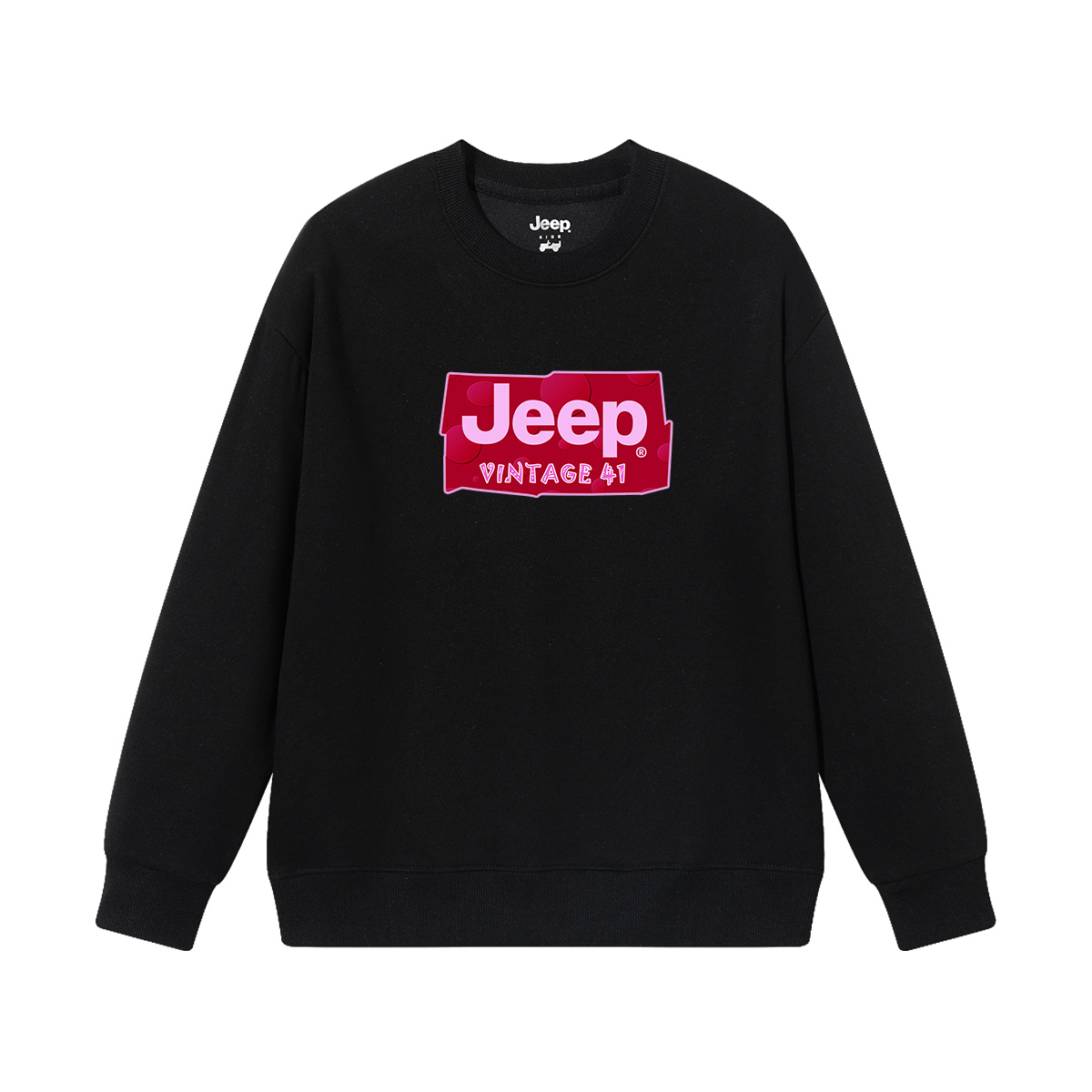 Детская толстовка с круглым вырезом утолщенная Jeep, new year красный fleece-lined — фото 3