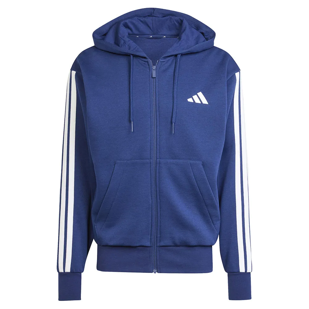 Толстовка adidas Essentials 3 Stripes Fleece full zip, синий — фото 3