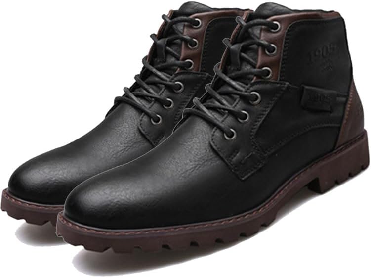 

Мужские кожаные ботинки оксфорды, повседневные полуботинки среднего верха, мужские ботинки на шнуровке с боковой молнией Odipon, черный