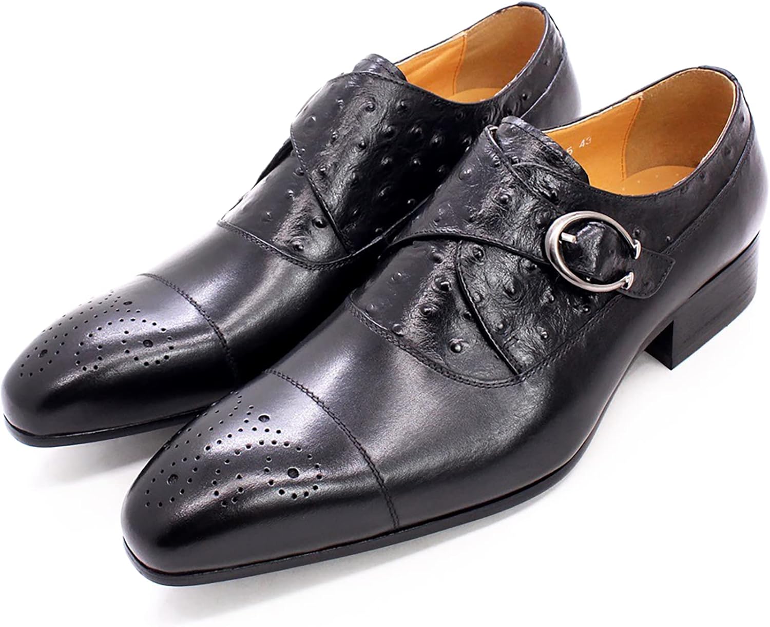 

Мужские винтажные туфли-лоферы из натуральной кожи с пряжкой, слипоны, офисные и праздничные броги, черные, 45 Generic