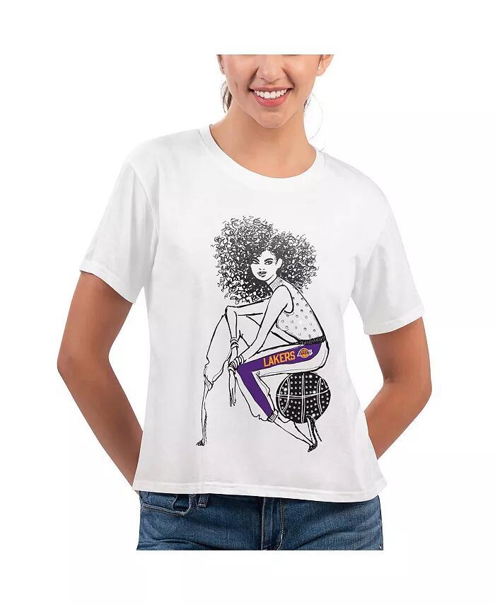 

Женская белая укороченная футболка Los Angeles Lakers Play the Ball G-III 4Her by Carl Banks