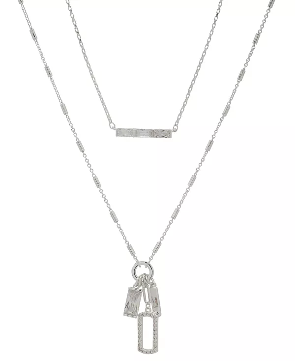 

Многорядное ожерелье с подвесками из кубического циркония 2 в 1 Anne Klein, crystal