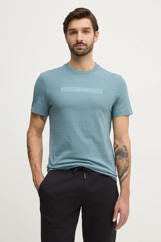 

Хлопковая футболка Calvin Klein, бирюзовый