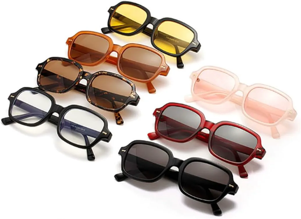 

Ретро прямоугольные женские солнцезащитные очки с модным декором и прозрачными линзами цвета океана, мужские очки с защитой от УФ-излучения UV400 HHZZYVY, Red Grey