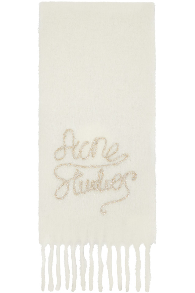 

Шарф с логотипом из шерсти Acne Studios, белый