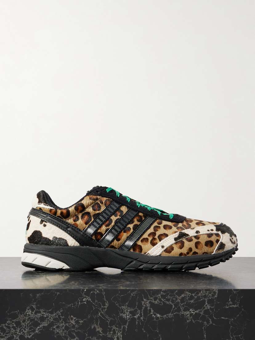 Кроссовки Adizero adios og из матовой замши с резиновой отделкой из шерсти пони Adidas Originals, мультиколор