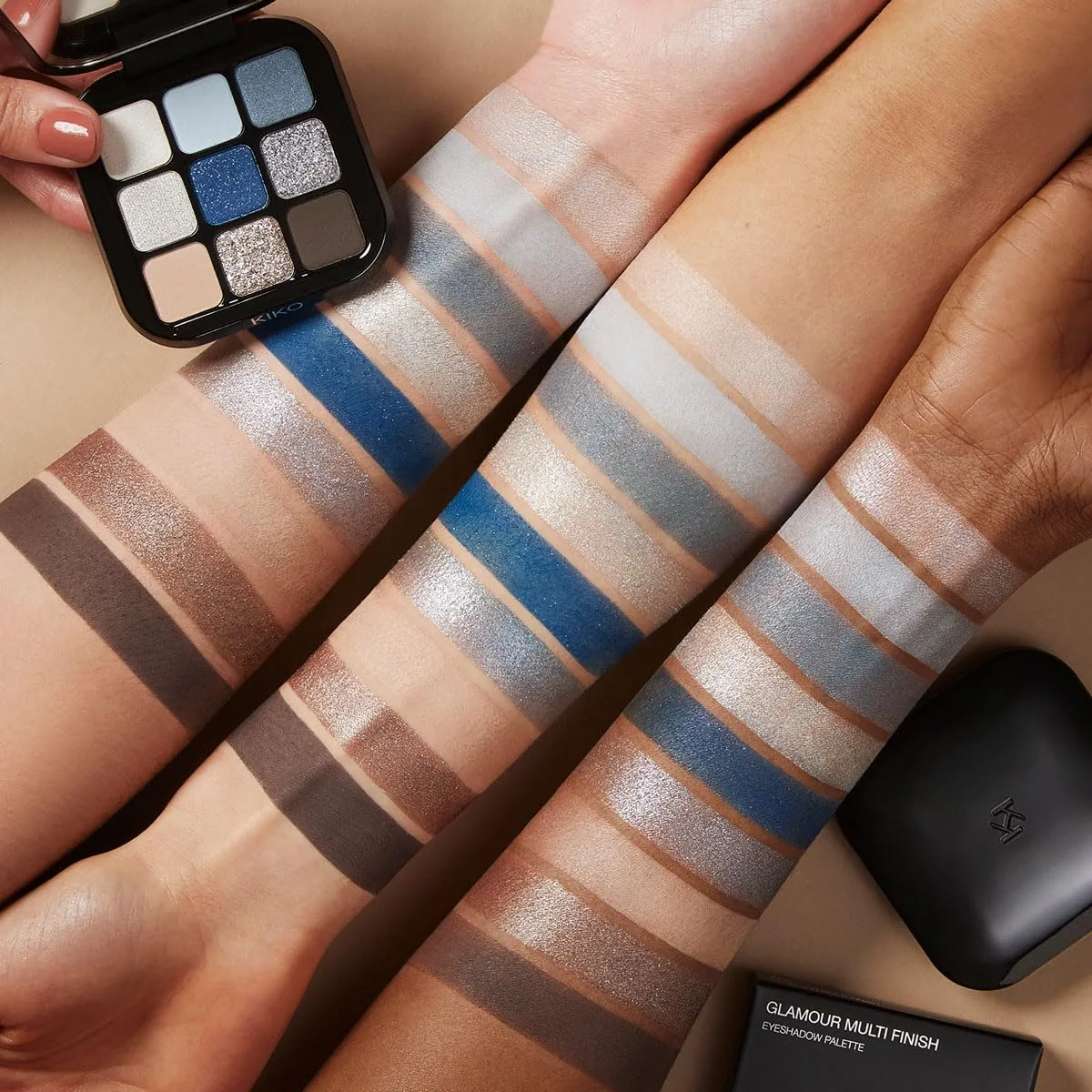 Палитра теней для век KIKO Milano Glamour Multi Finish | 9 теней с разным финишем, 05 Blue Variations — фото 4