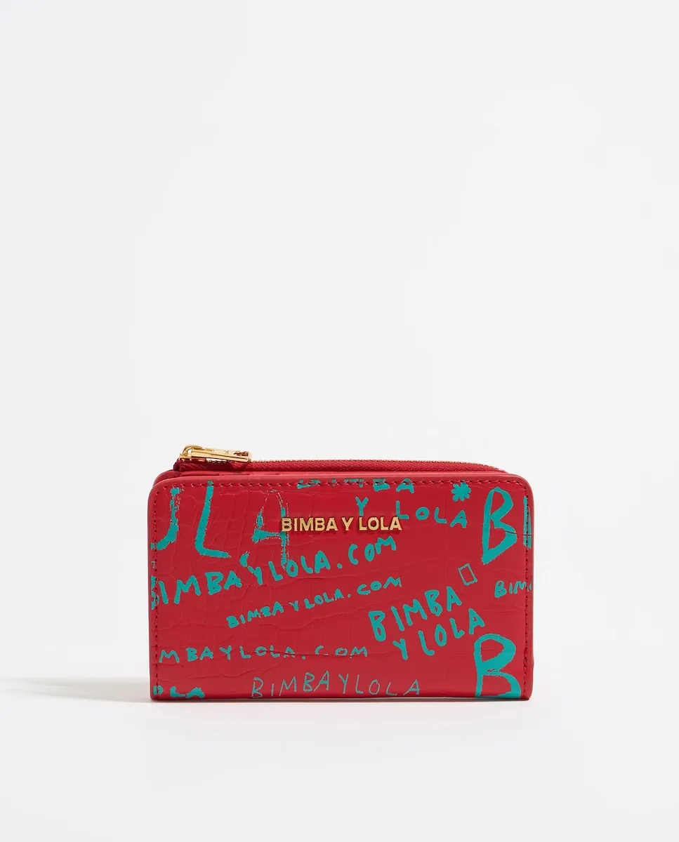 

Женский кошелек с гравировкой под крокодила Bimba y Lola, красный