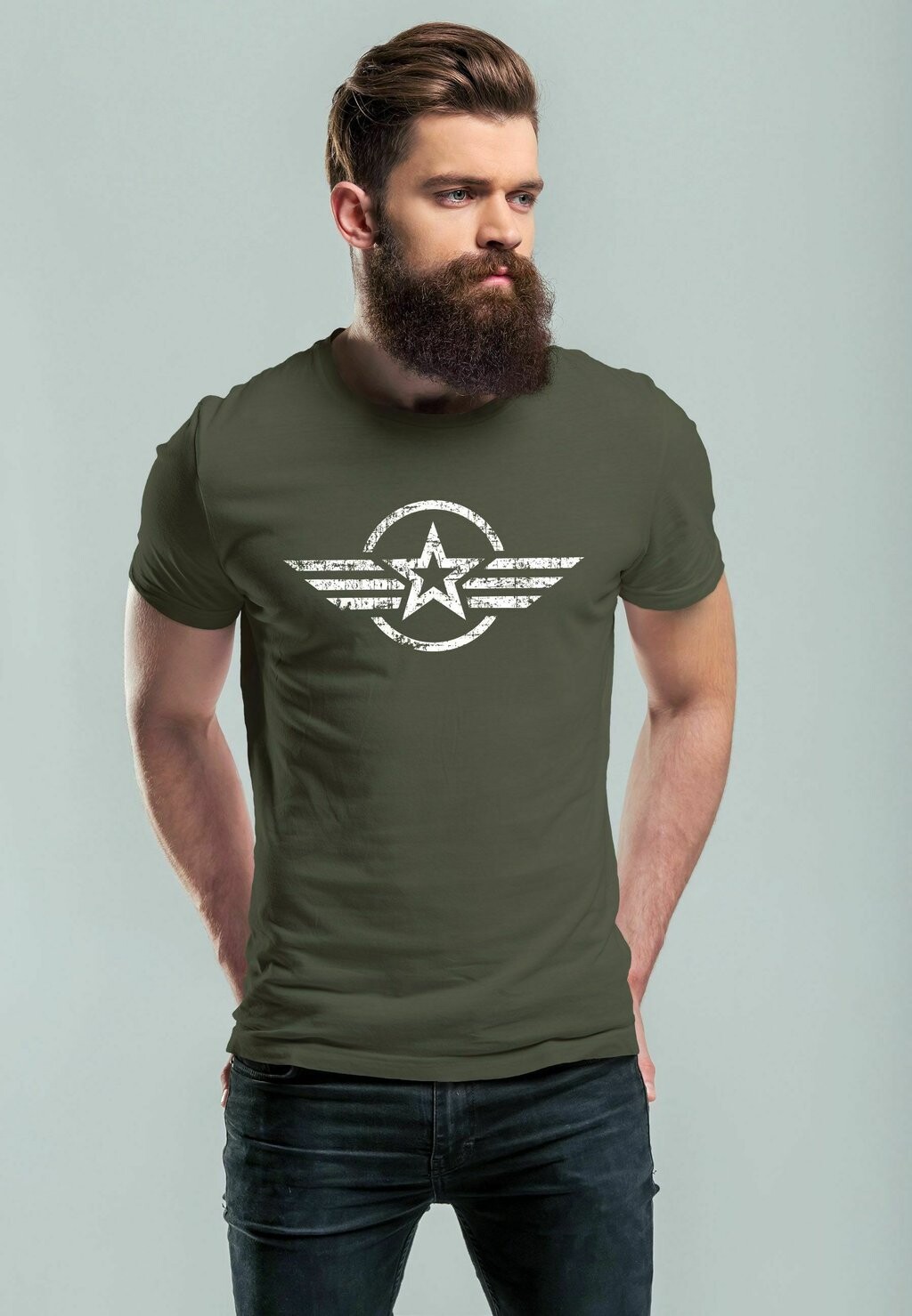 

Принт на футболке Airforce Emblem Fashion Stree Neverless, зеленый
