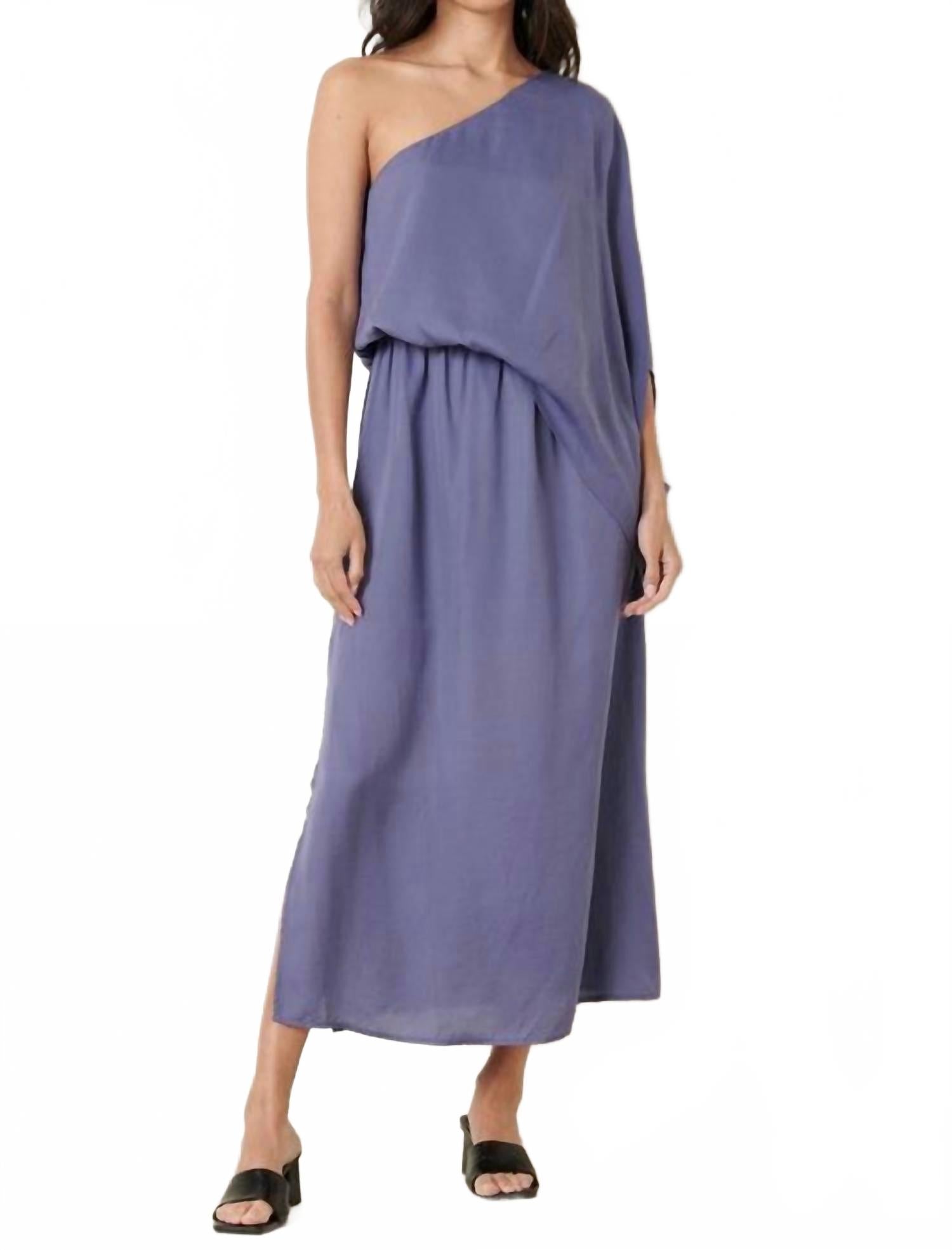 

Сатиновое фиолетовое платье миди с одним плечом Mittoshop