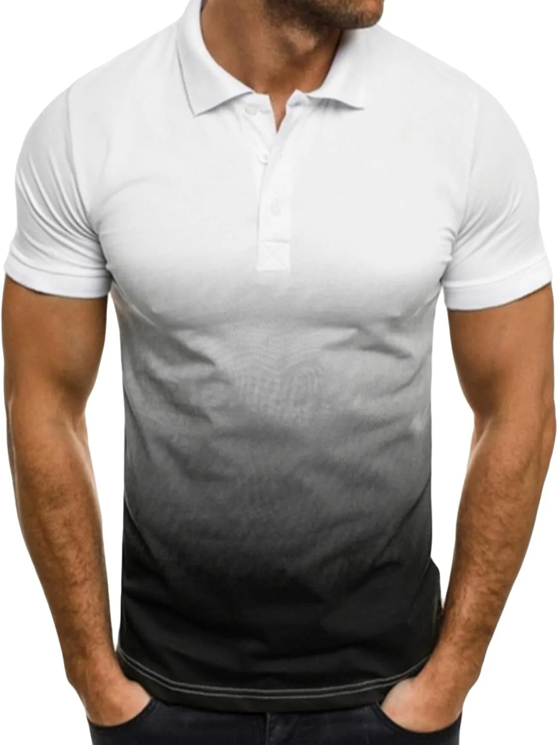 

Майифу-GJ Мужская футболка с коротким рукавом Casual Relaxed Fit Gradient Polo Maiyifu-GJ