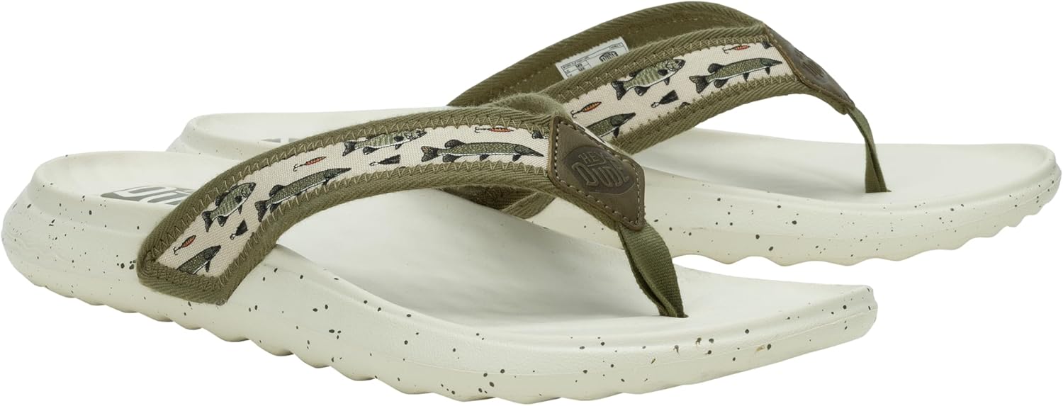 Мужские сандалии-шлепанцы HEYDUDE Myers Flip Classic Black/Black, Fish Lure Tan/Multi — фото 3