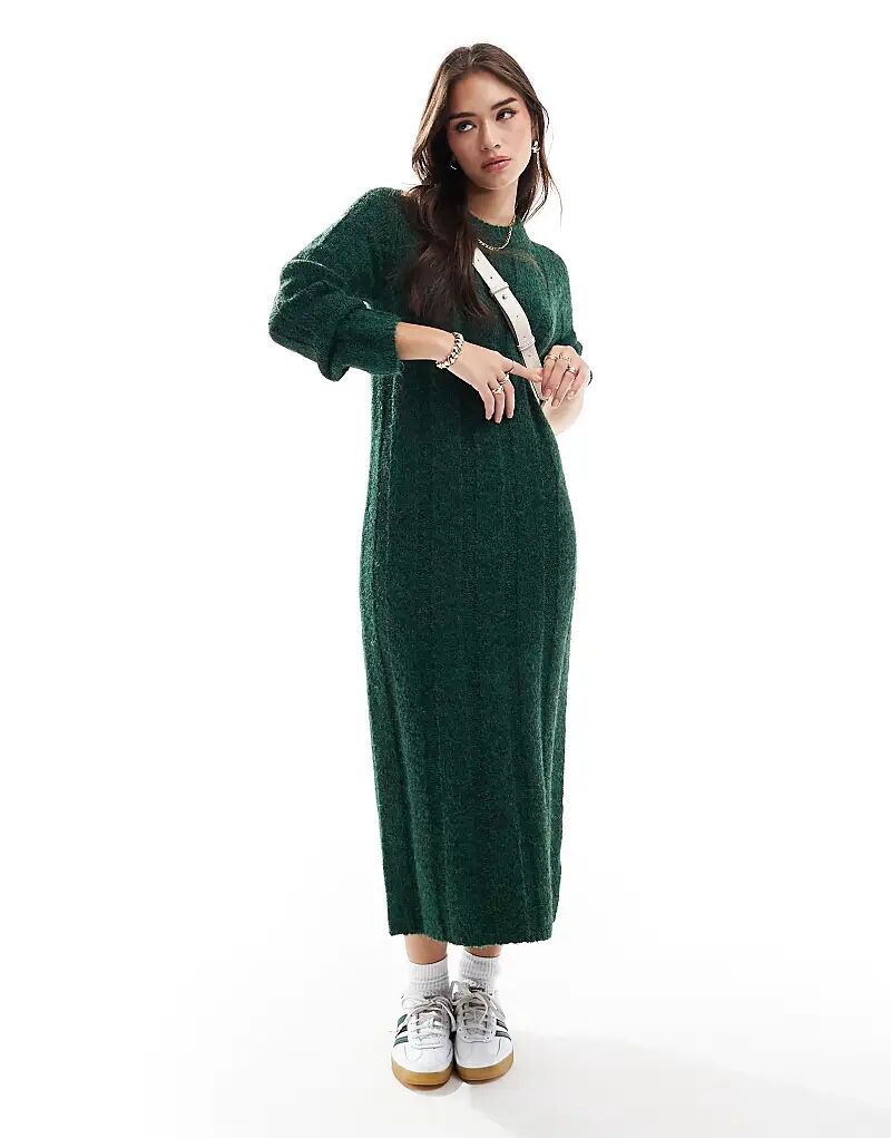 

Платье мидакси в широкий рубчик темно-зеленого цвета ASOS DESIGN
