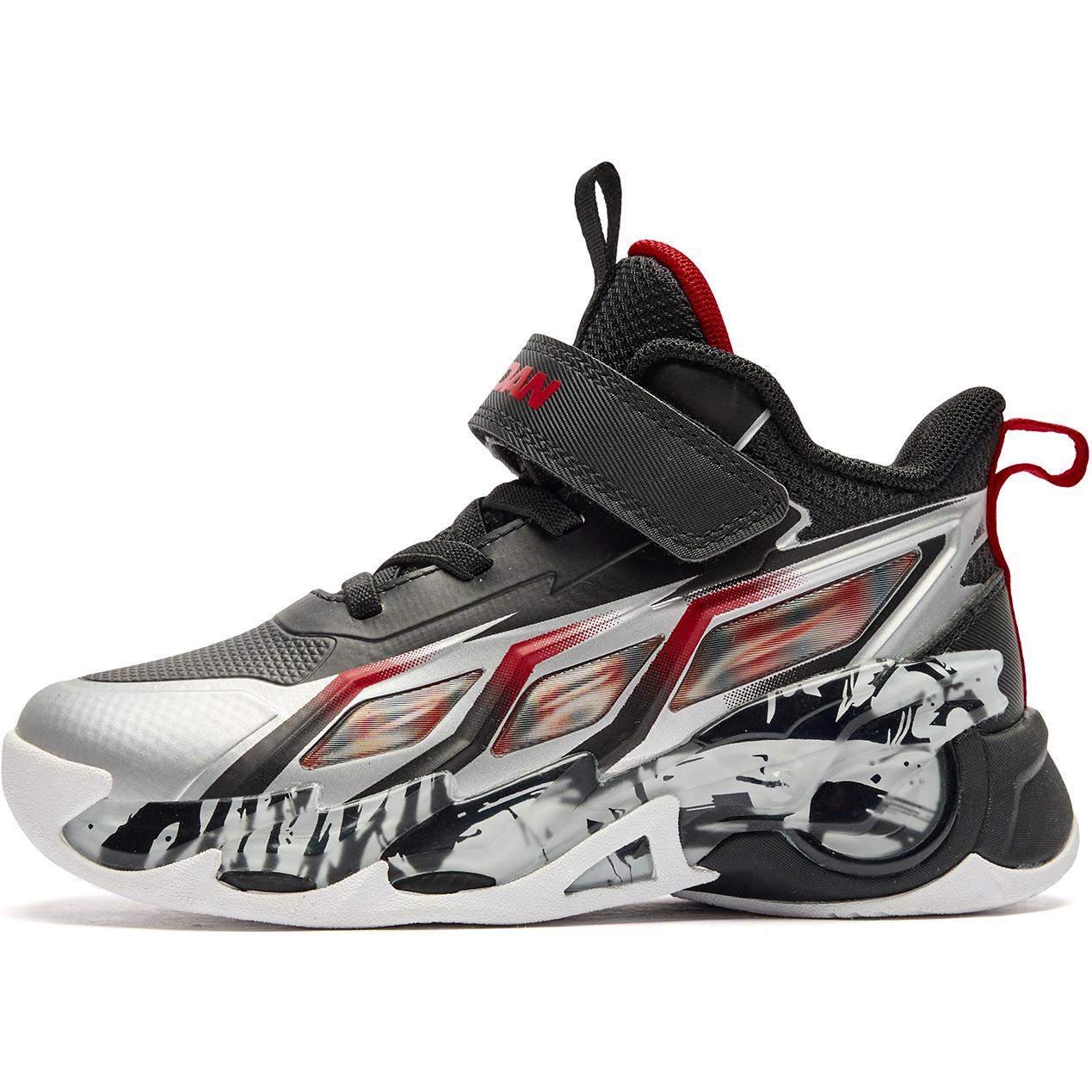 

QIAODAN Скользостойкие износостойкие низкие детские баскетбольные кроссовки silver black для детей 3-7 лет