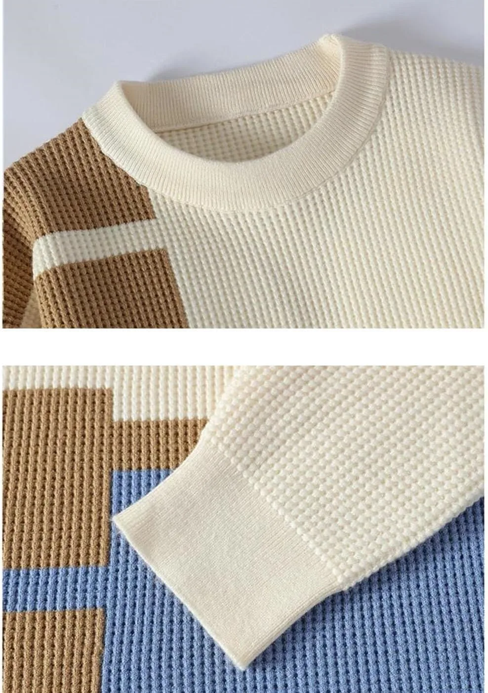 Мужской свитер Casual Comfortable Warm — модный пуловер с круглым вырезом — фото 4