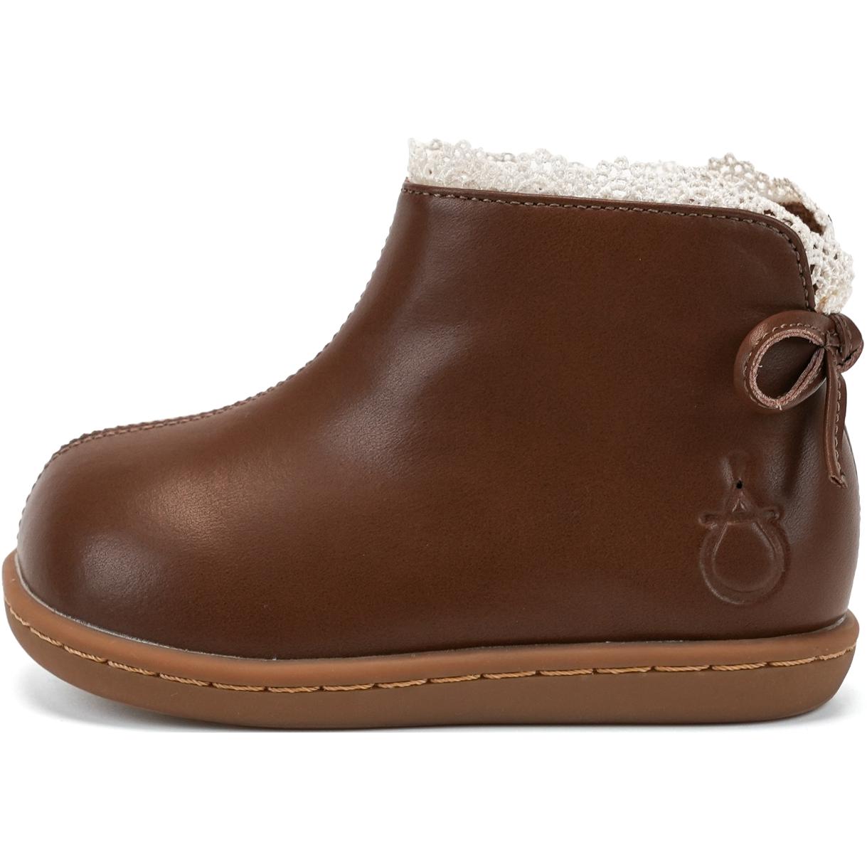 

Детские кожаные ботинки дошкольные QINUOSHU, коричневый (winter fleece-lined)