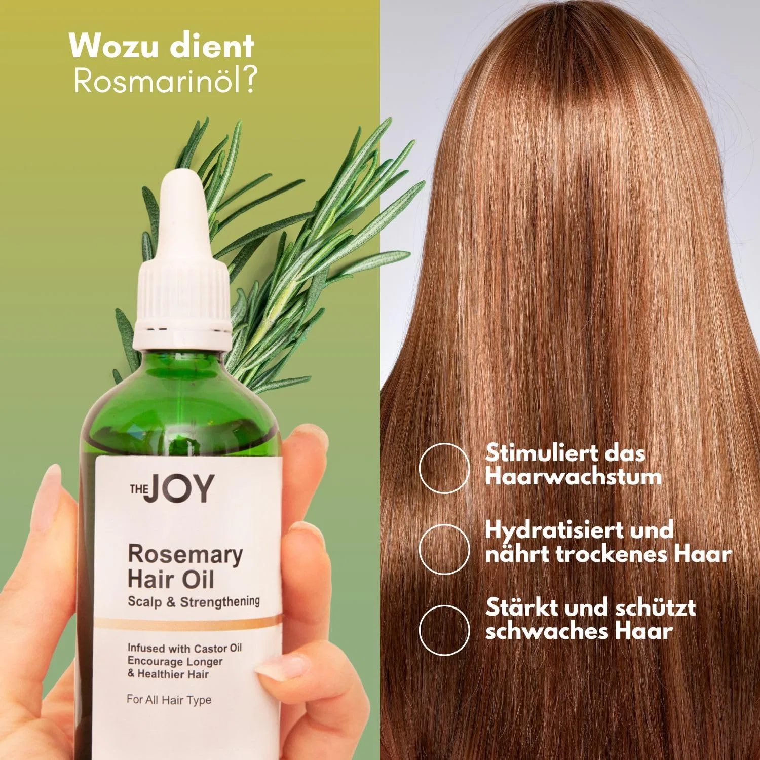 Масло для роста волос THE JOY Rosemary Oil с касторовым и жожоба The Joy — фото 2