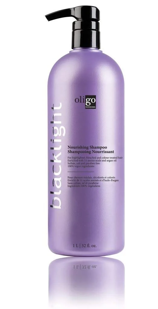 Oligo Professionnel - Питательный шампунь Blacklight - Безсульфатный шампунь для блондинок - Веганский - Для окрашенных волос - Увлажняющая формула с аргановым маслом - 955 мл